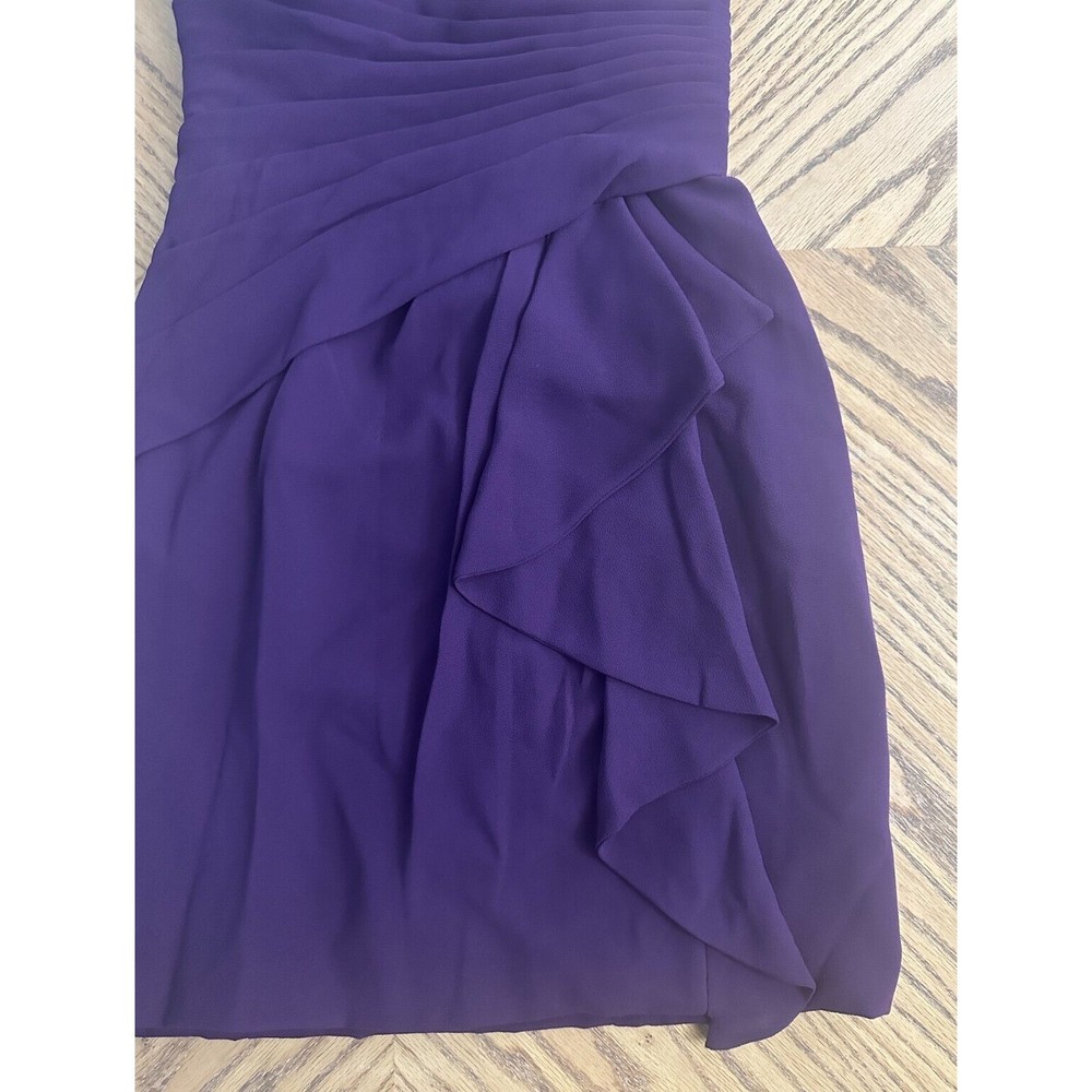 Draped Chiffon Purple Cocktail Dress Gathered Bustier Strapless Bra Insert Sz 6 - Picture 4 of 12